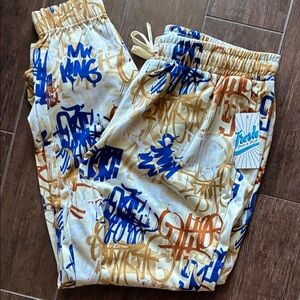 Urban Art Joggers - Blue and Tan. Men’s XXL
